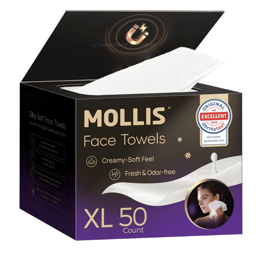 MOLLIS Disposable Face Towels, XL Ultra Thick & Soft Facial Cleansing Dry Wipes