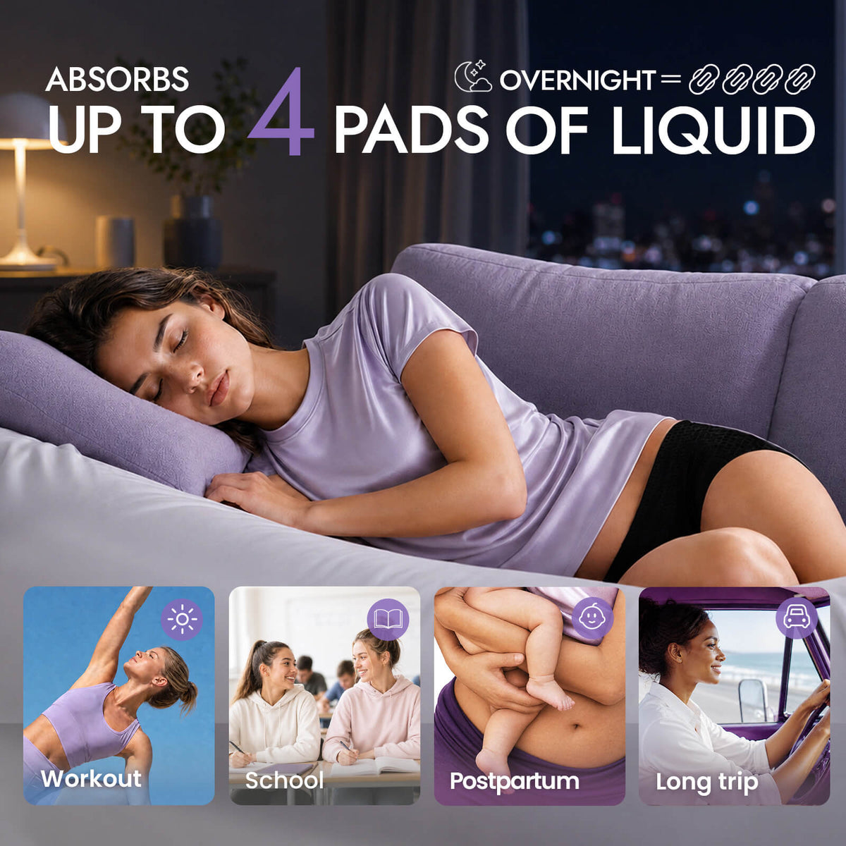 MOLLIS Women's Luxurious Disposable Period Underwear, XXL, 16 Count