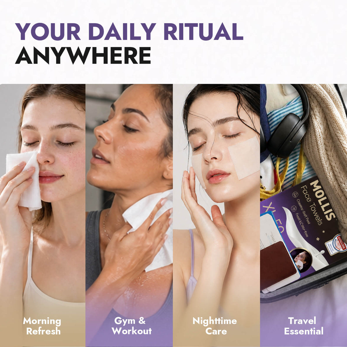MOLLIS Disposable Face Towels, XL Ultra Thick & Soft Facial Cleansing Dry Wipes