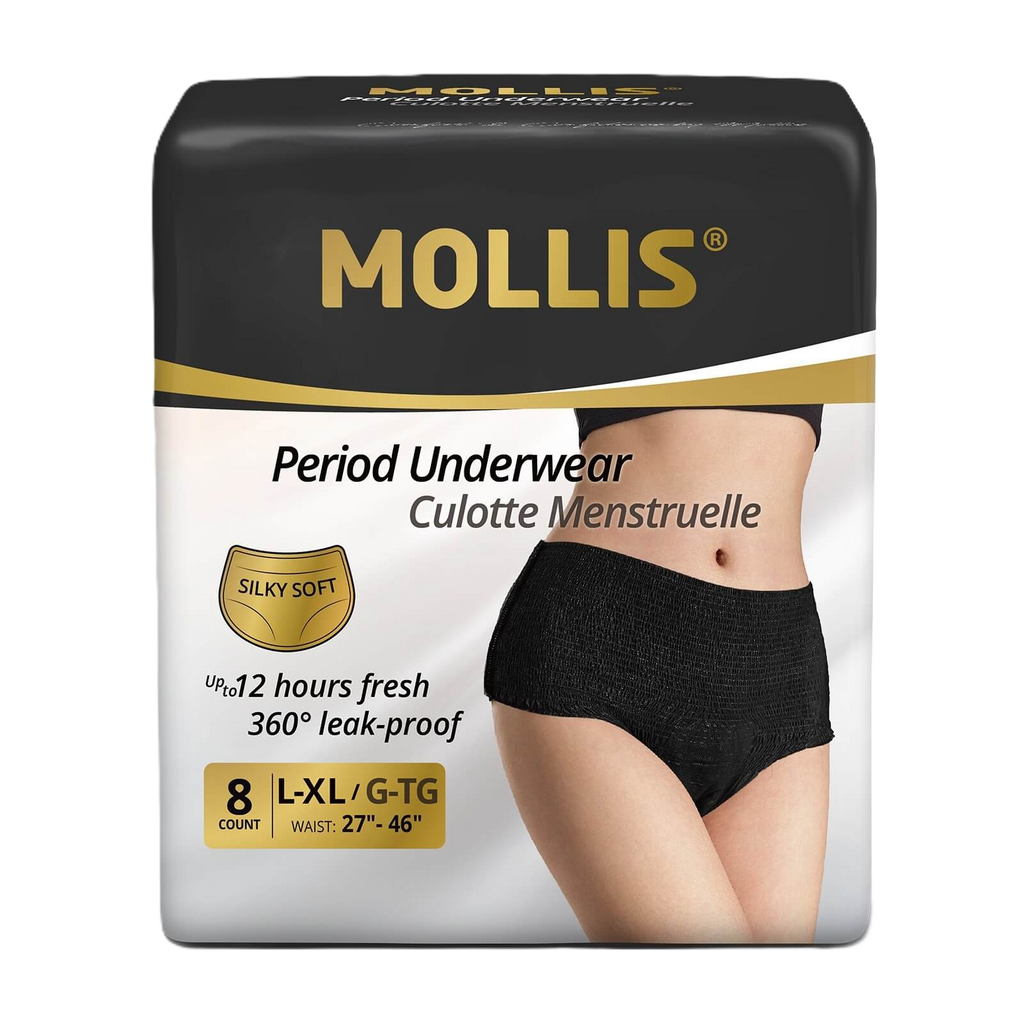MOLLIS Women's Luxurious Disposable Period Underwear, L/XL, 8 Count