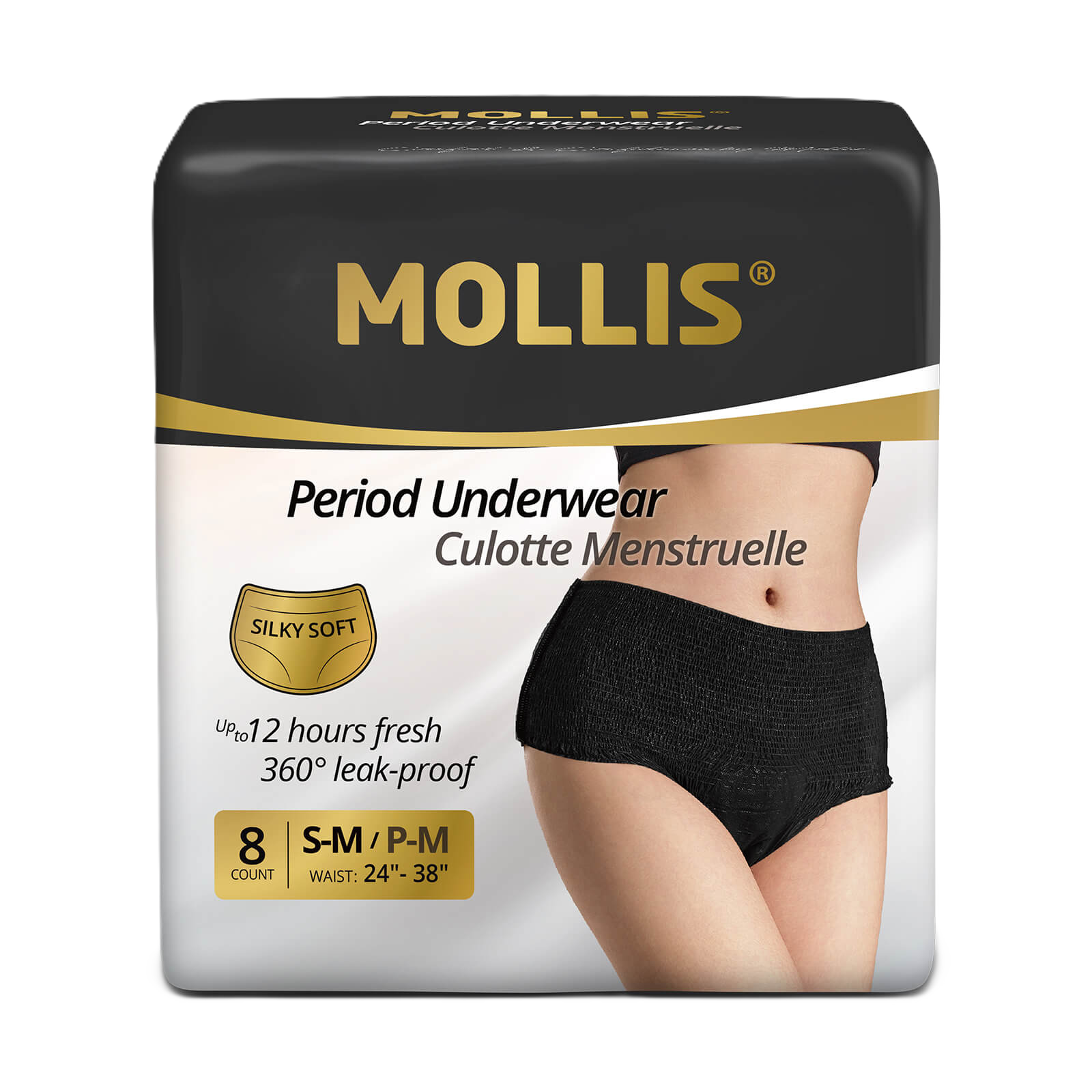 MOLLIS Women's Luxurious Disposable Period Underwear, S/M, 8 Count