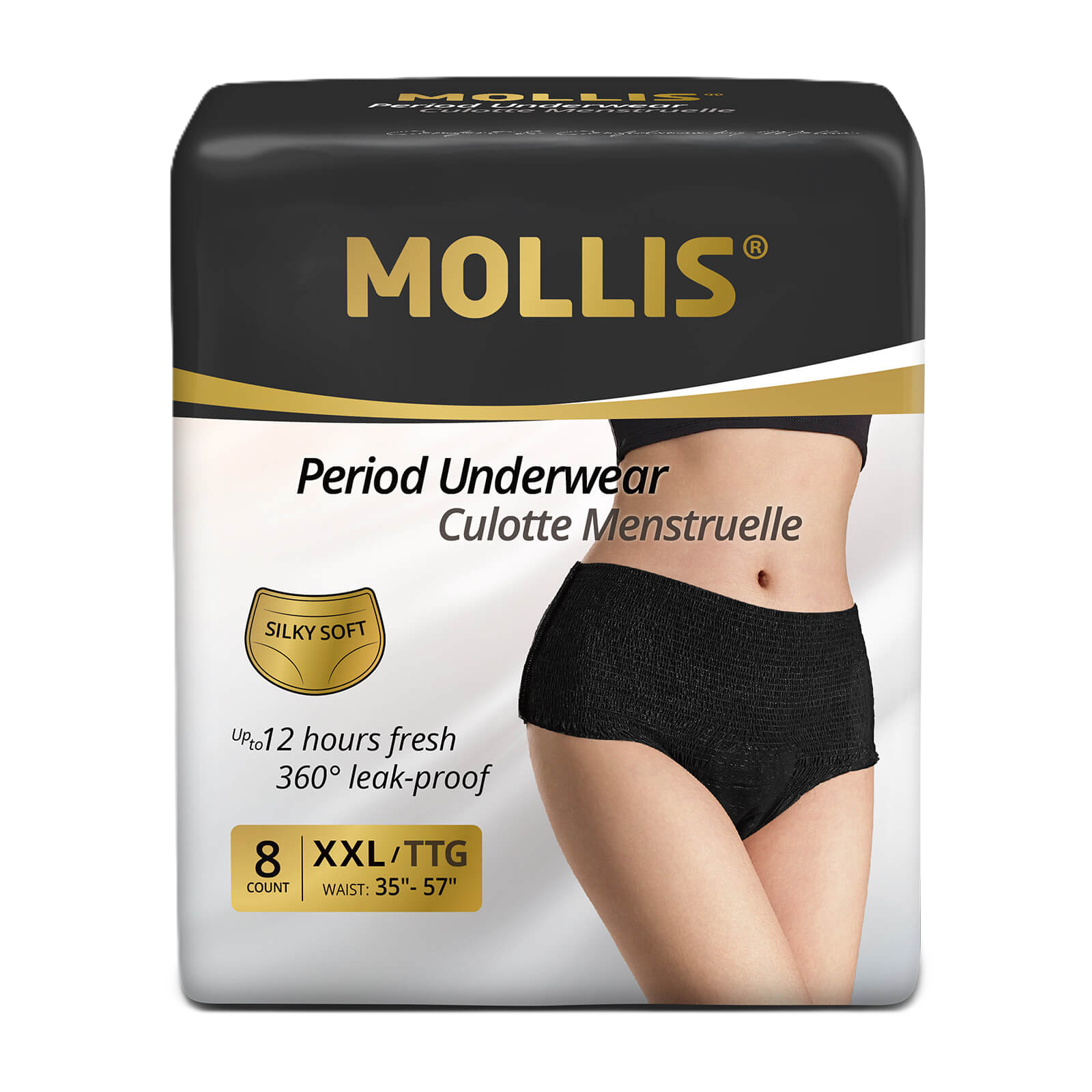 MOLLIS Women's Luxurious Disposable Period Underwear, XXL, 8 Count