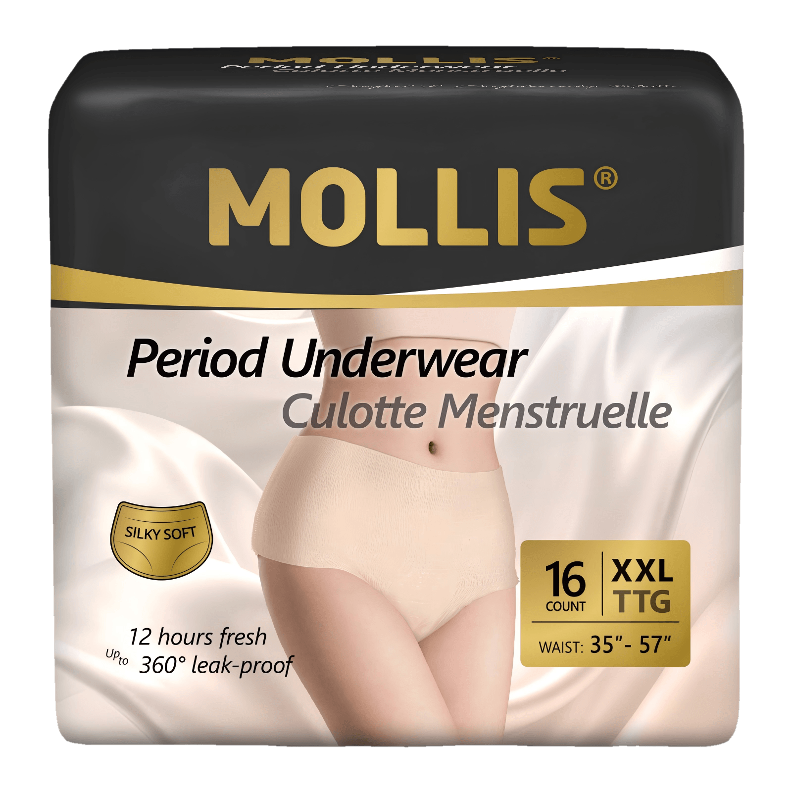 MOLLIS Women's Luxurious Disposable Period Underwear, XXL, 16 Count